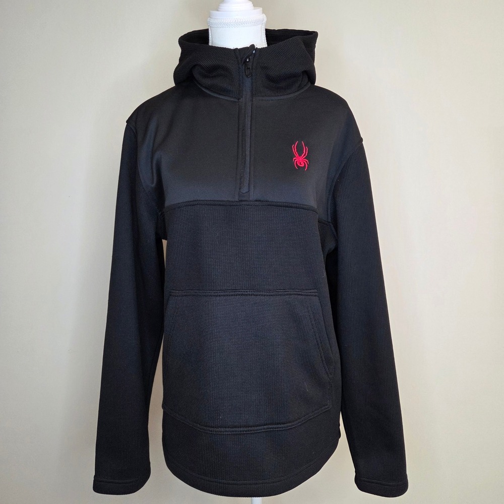 Spyder Womens Black Quarter‎ Zip Hooded Pullover Fleece Size M